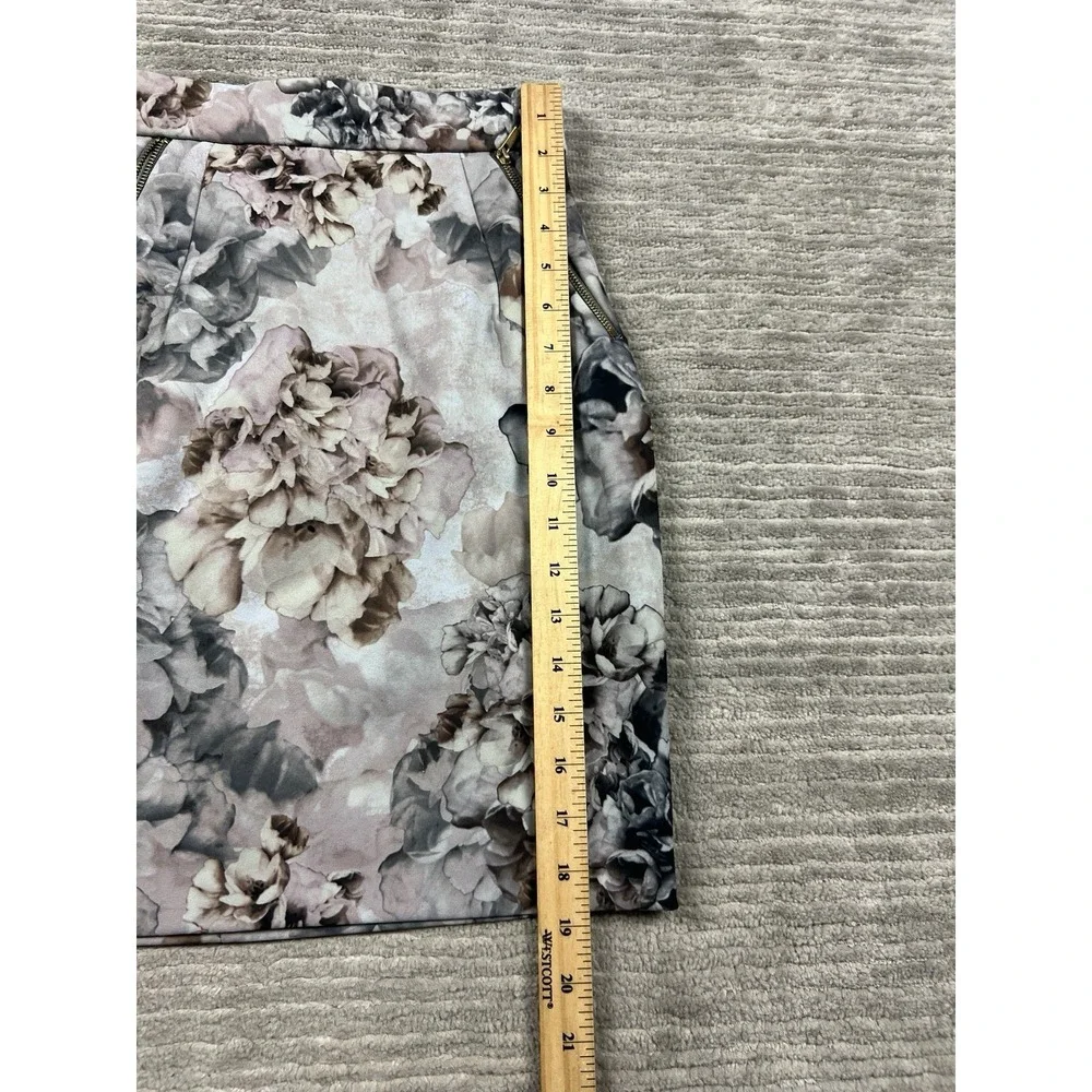 H&M Pencil Skirt Women 4 Multicolor Floral Pleated‎ Pockets Mini Lined Fitted